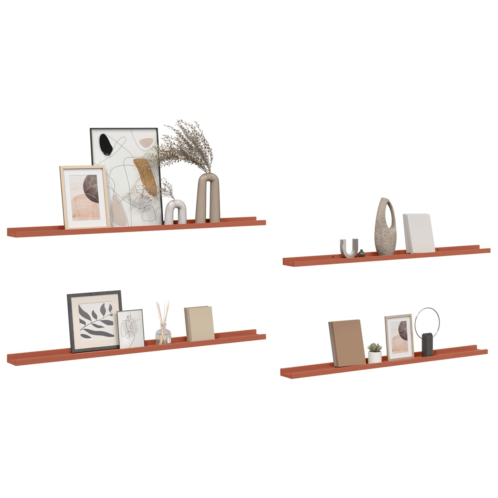 Ράφι Τοίχου 4 pcs Κόκκινο 115 x 9 x 3 cm Επεξεργασμένο ξύλο