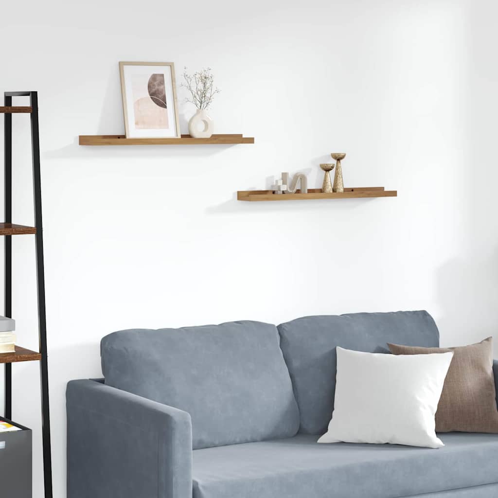 Ράφι Τοίχου με ράφι 2 pcs Καφέ 60 x 9 x 3 cm Επεξεργασμένο ξύλο