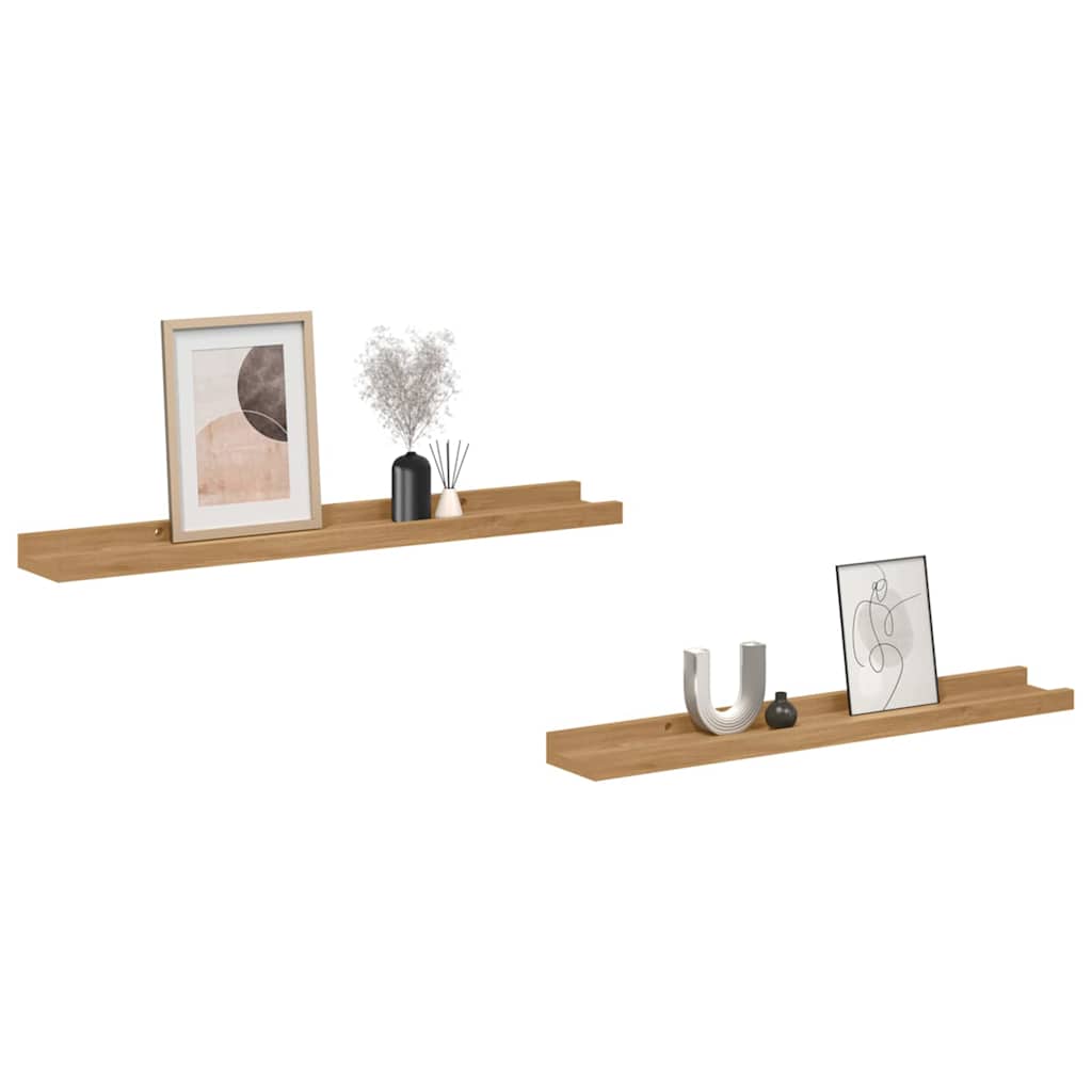 Ράφι Τοίχου με ράφι 2 pcs Καφέ 60 x 9 x 3 cm Επεξεργασμένο ξύλο