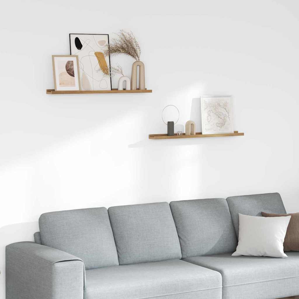 Ράφι Τοίχου με ράφι 2 pcs Καφέ 80 x 9 x 3 cm Επεξεργασμένο ξύλο - Pakobazaar