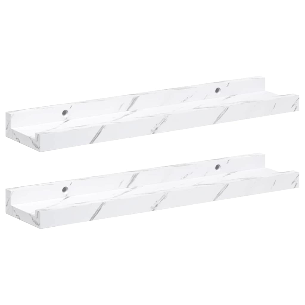 Ράφι Τοίχου Επιτοίχιο 2 pcs Λευκό Μάρμαρο 40 x 9 x 3 cm