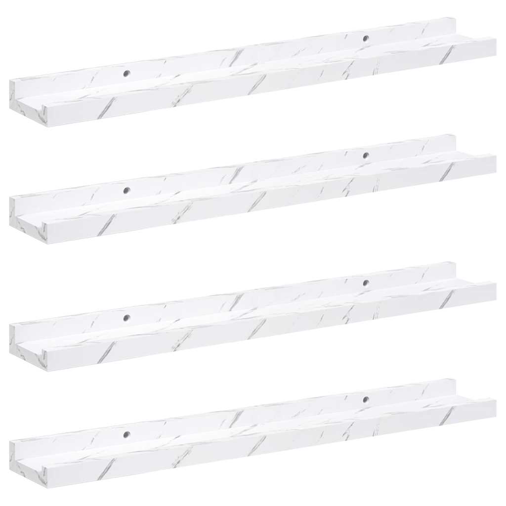 Ράφι Τοίχου Επιτοίχιο 4 pcs Λευκό Μάρμαρο 60 x 9 x 3 cm