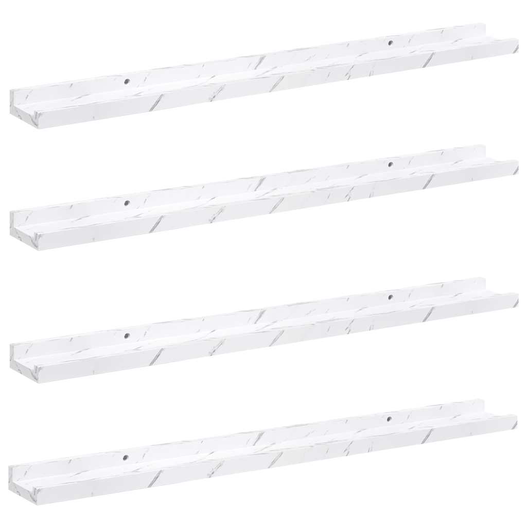 Ράφι Τοίχου Επιτοίχιο 4 pcs Λευκό Μάρμαρο 80 x 9 x 3 cm