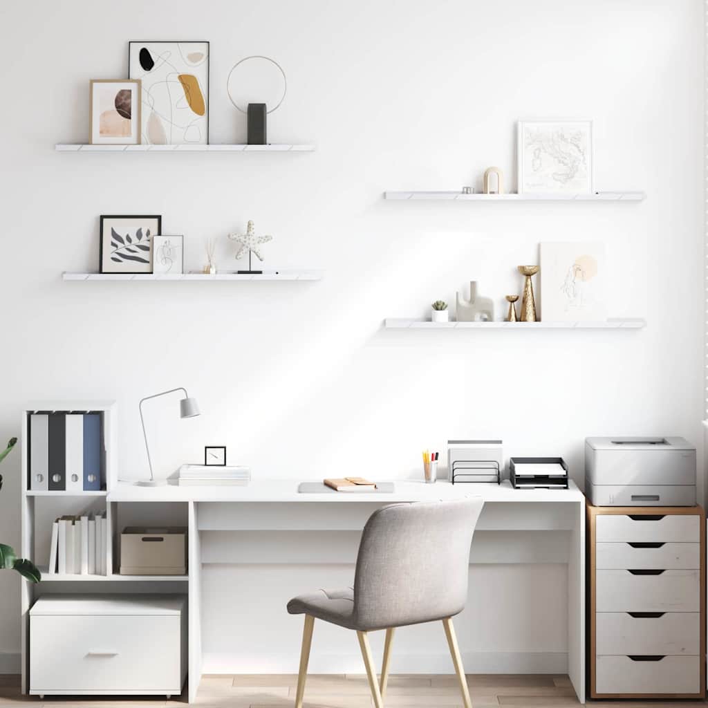 Ράφι Τοίχου με ράφι 4 pcs Λευκό Μάρμαρο 100 x 9 x 3 cm