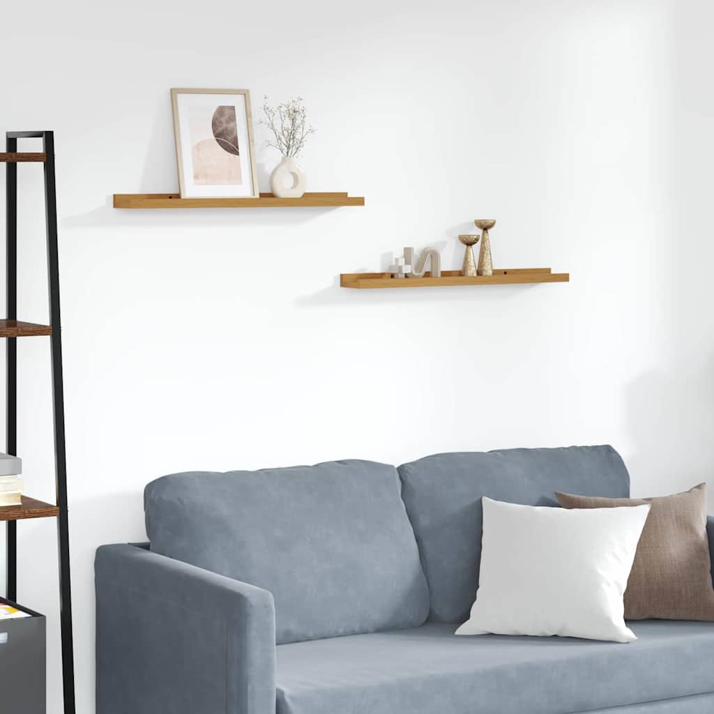 Ράφι Τοίχου με ράφι 2 pcs Μπεζ 60 x 9 x 3 cm Επεξεργασμένο ξύλο