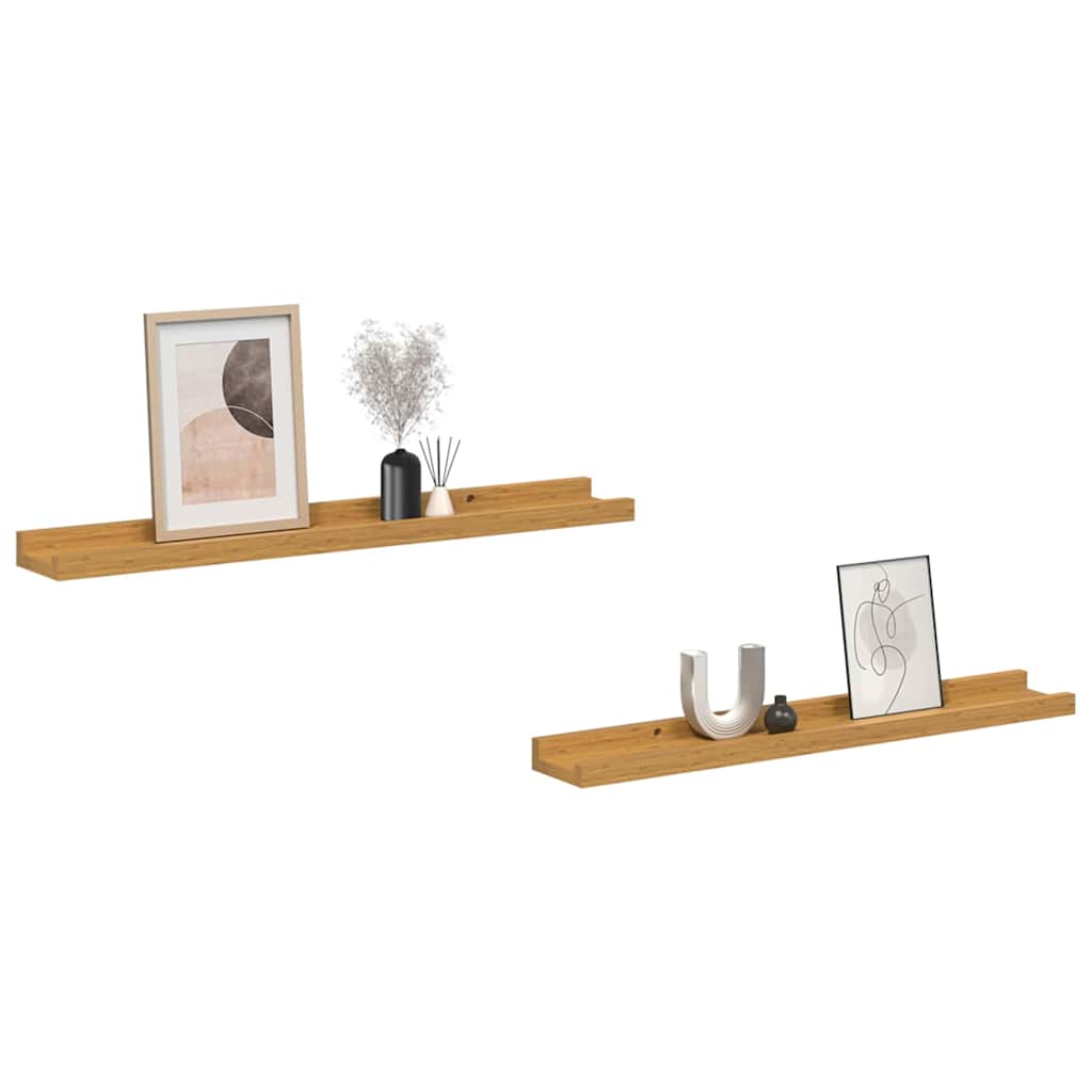Ράφι Τοίχου με ράφι 2 pcs Μπεζ 60 x 9 x 3 cm Επεξεργασμένο ξύλο