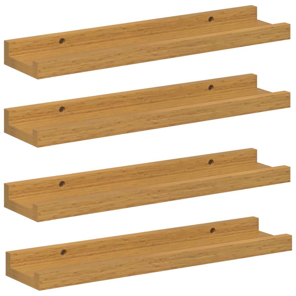 Ράφι Τοίχου με ράφι 4 pcs Μπεζ 40 x 9 x 3 cm Επεξεργασμένο ξύλο