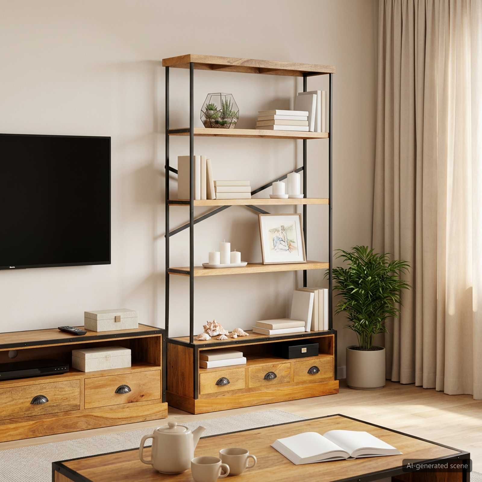 Ράφια βιβλίων 5 επιπέδων Φυσικό 100 x 30 x 180 εκ