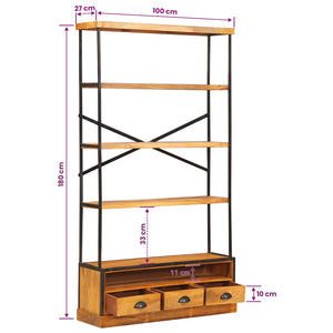 Ράφια βιβλίων 5 επιπέδων Φυσικό 100 x 30 x 180 εκ - Pakobazaar