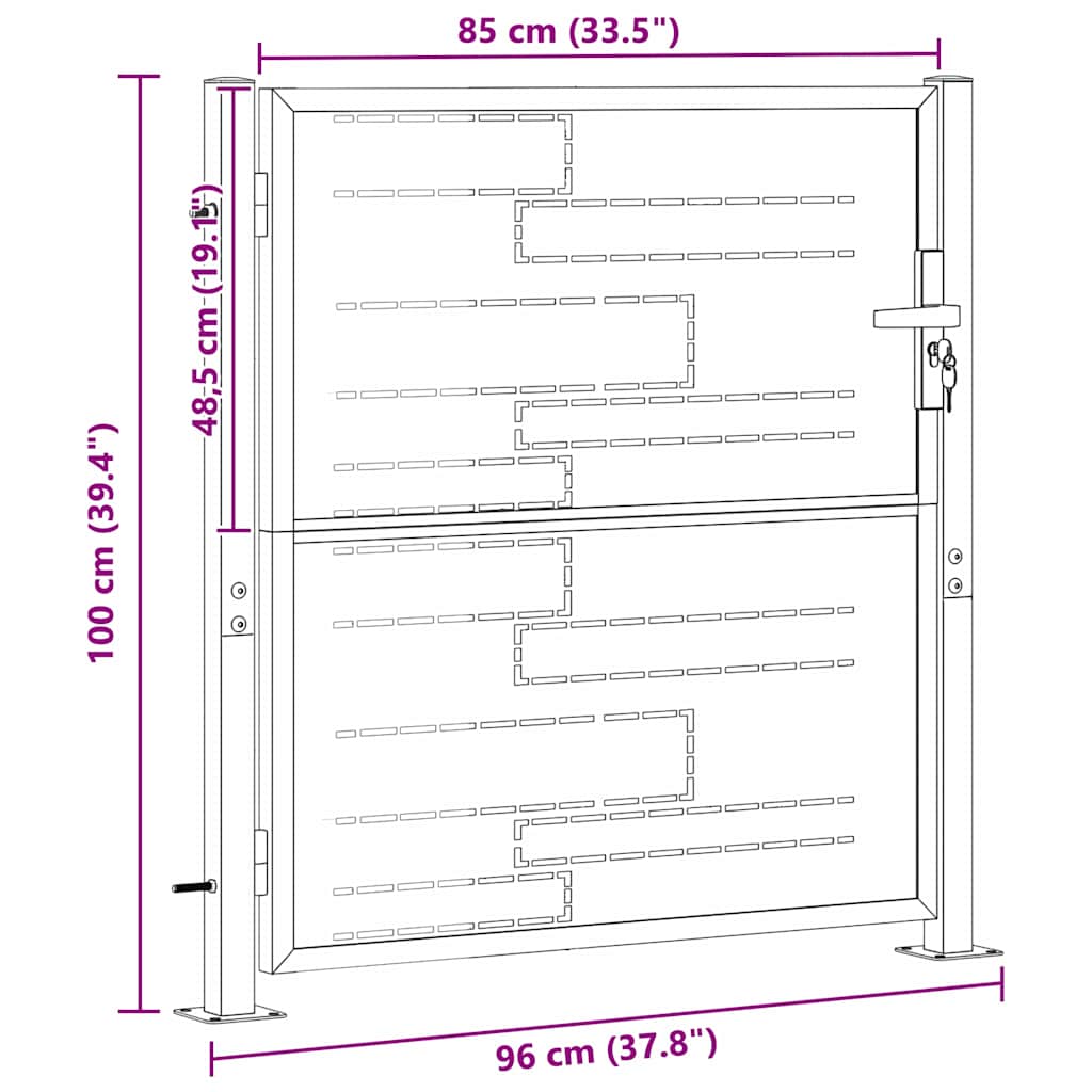 Πύλη Κήπου με κλειδαριά Ασημί 96 x 100 cm Ανοξείδωτο ατσάλι - Pakobazaar
