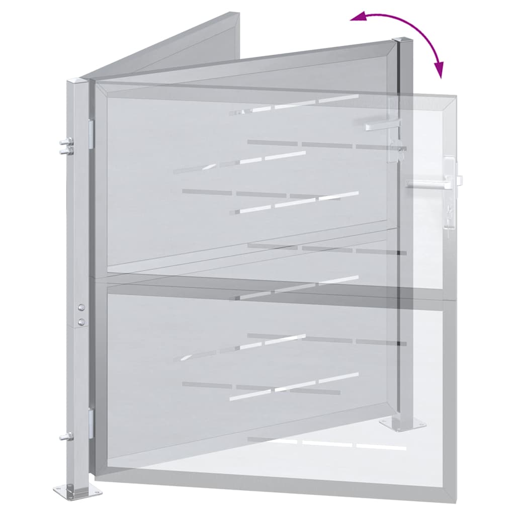 Πύλη Κήπου με κλειδαριά Ασημί 96 x 100 cm Ανοξείδωτο ατσάλι - Pakobazaar