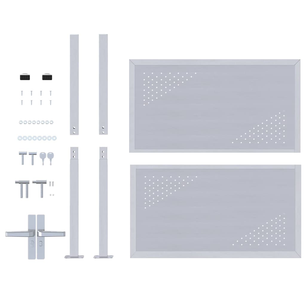 Πύλη Κήπου με κλειδαριά Ασημί 85 x 97 εκ. Ανοξείδωτο ατσάλι