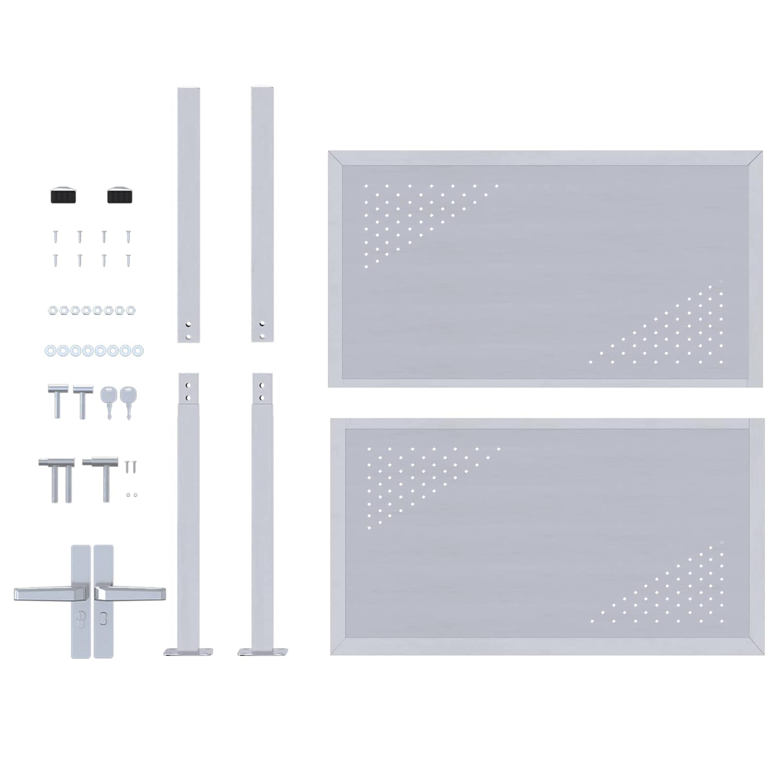Πύλη Κήπου με κλειδαριά Ασημί 85 x 97 εκ. Ανοξείδωτο ατσάλι