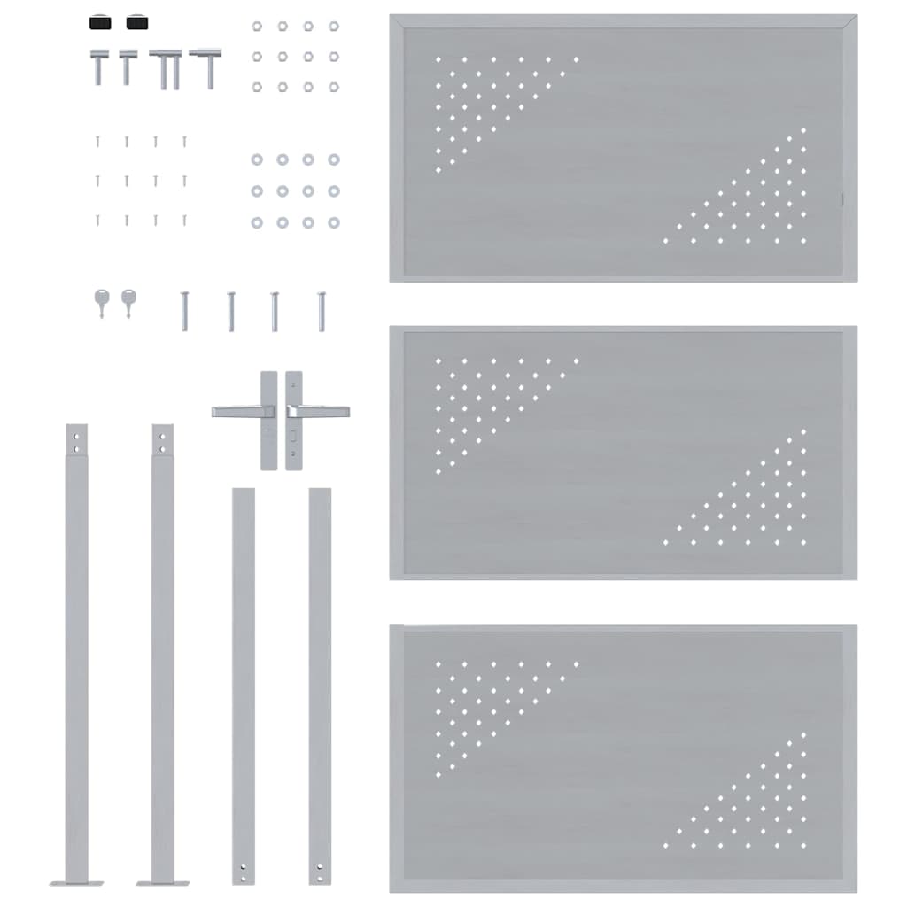 Πύλη Κήπου με κλειδαριά Ασημί 100 x 150 cm Ανοξείδωτο ατσάλι - Pakobazaar