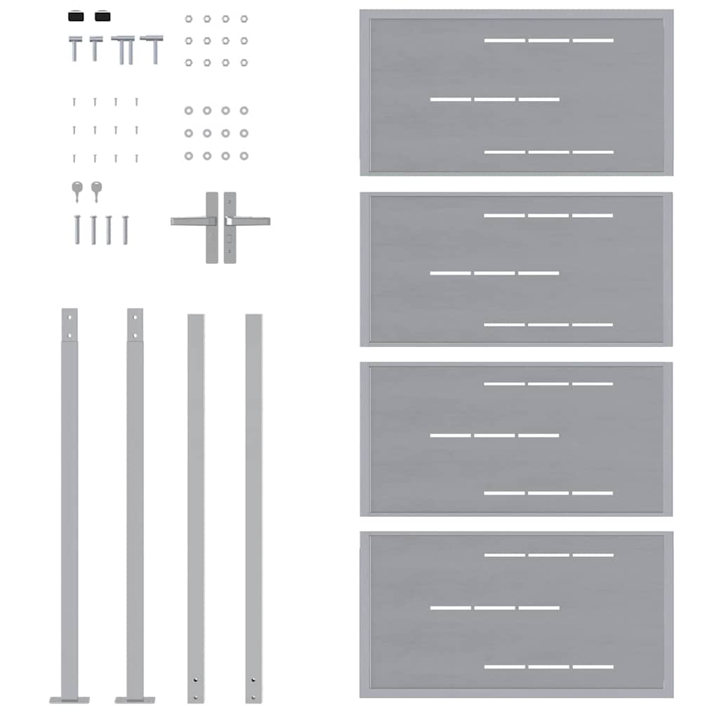 Πύλη Κήπου με κλειδαριά Ασημί 96 x 200 εκ Ανοξείδωτο ατσάλι - Pakobazaar