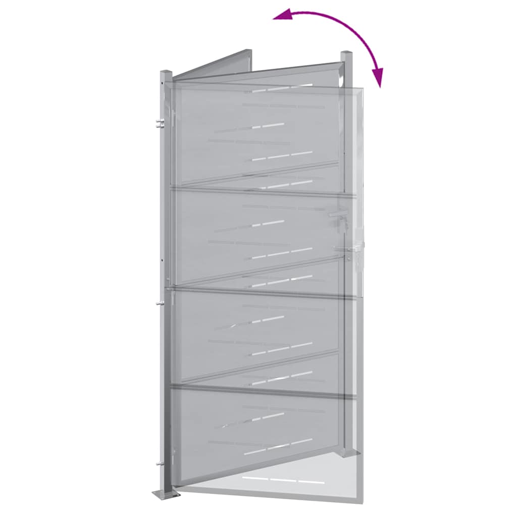 Πύλη Κήπου με κλειδαριά Ασημί 96 x 200 εκ Ανοξείδωτο ατσάλι - Pakobazaar