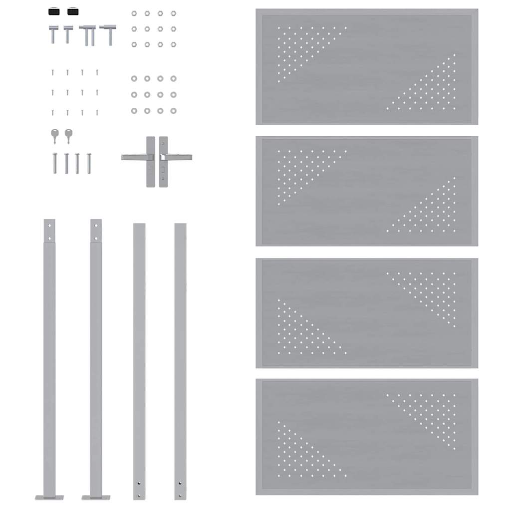 Πύλη Κήπου με κλειδαριά Ασημί 96 x 200 εκ Ανοξείδωτο ατσάλι - Pakobazaar