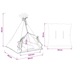 Teepee για κατοικίδια με μαξιλάρι Λευκό 40 x 40 x 50 cm - Pakobazaar