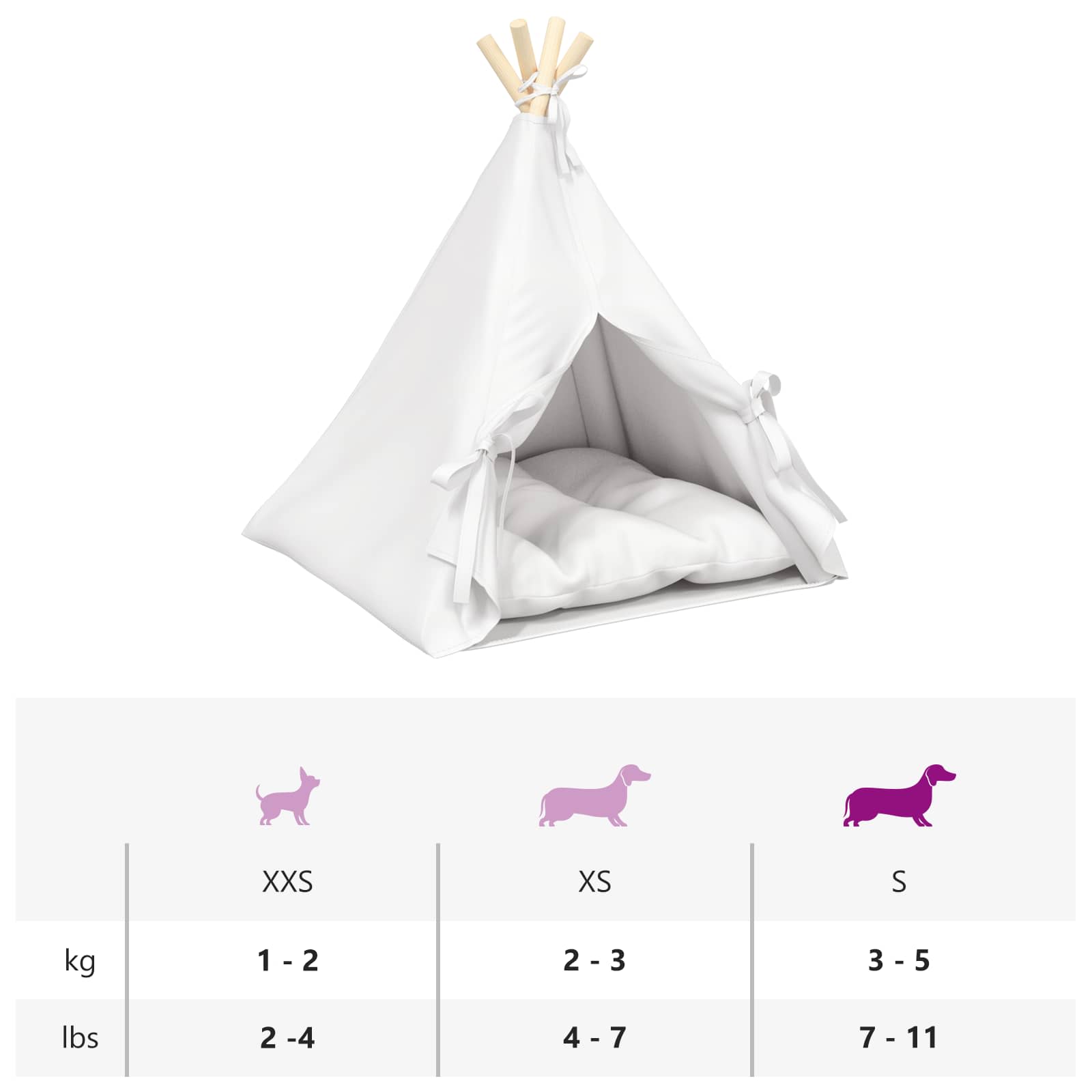 Teepee για κατοικίδια με μαξιλάρι Λευκό 50 x 50 x 60 cm - Pakobazaar