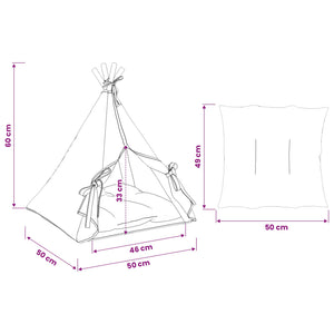 Teepee για κατοικίδια με μαξιλάρι Λευκό 50 x 50 x 60 cm - Pakobazaar