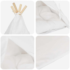 Teepee για κατοικίδια με μαξιλάρι Λευκό 60 x 60 x 70 cm - Pakobazaar