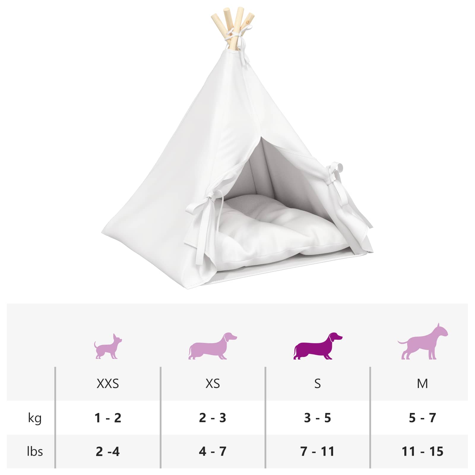 Teepee για κατοικίδια με μαξιλάρι Λευκό 60 x 60 x 70 cm - Pakobazaar