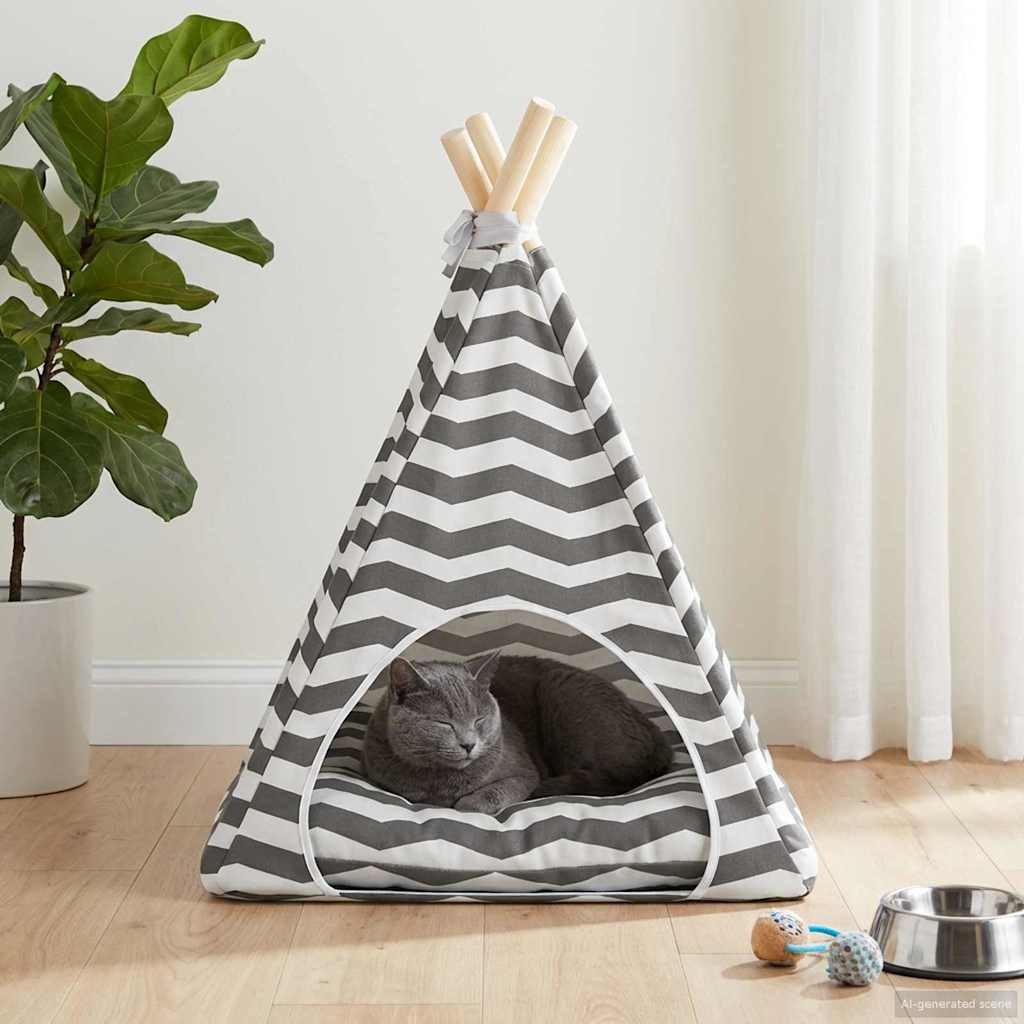 Teepee για κατοικίδια με μαξιλάρι 40 x 40 x 50 cm Πολυεστέρας - Pakobazaar