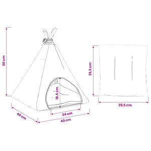 Teepee για κατοικίδια με μαξιλάρι 40 x 40 x 50 cm Πολυεστέρας - Pakobazaar