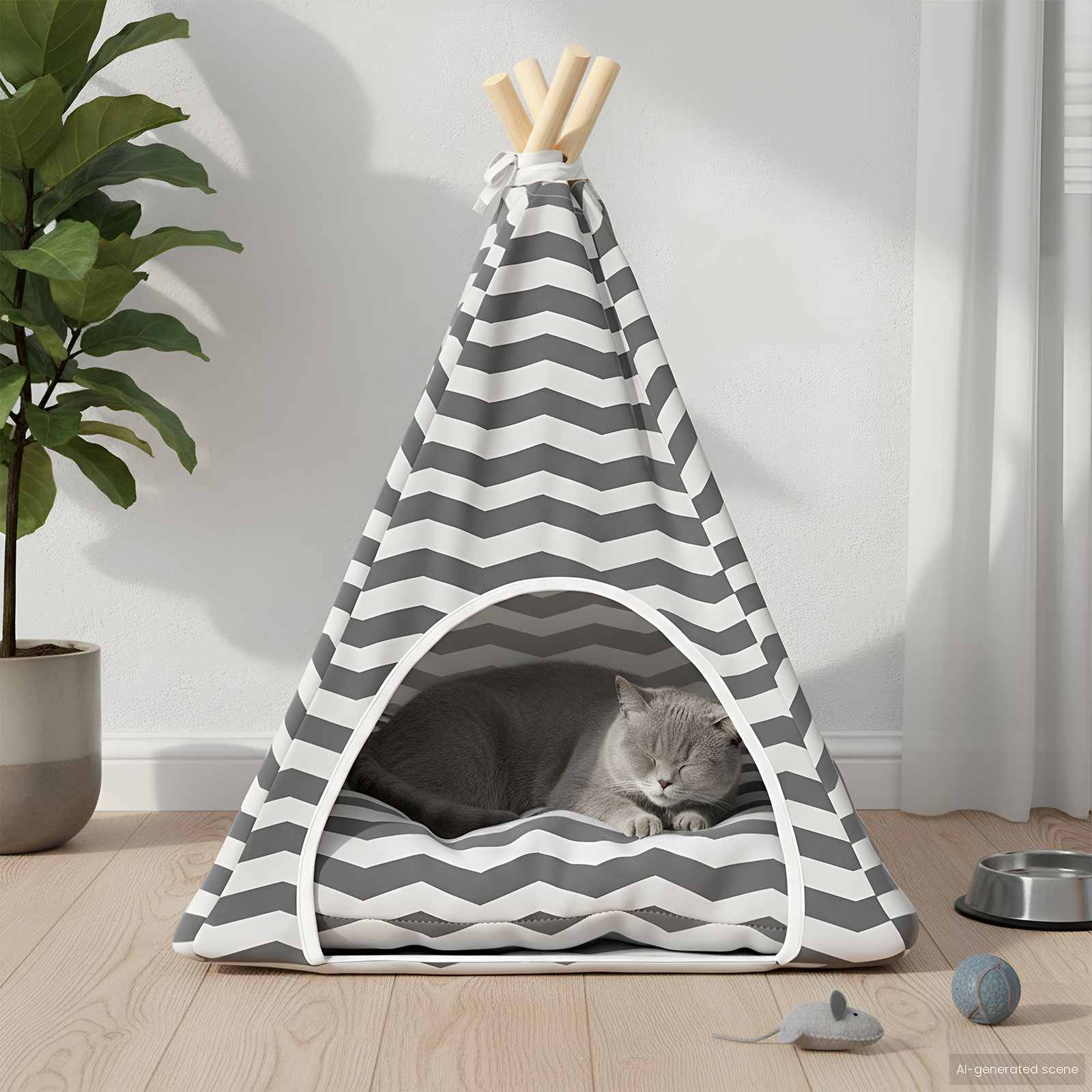 Teepee για κατοικίδια με μαξιλάρι 50 x 50 x 60 cm Πολυεστέρας - Pakobazaar
