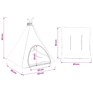 Teepee για κατοικίδια με μαξιλάρι 50 x 50 x 60 cm Πολυεστέρας - Pakobazaar
