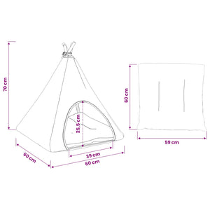 Teepee για κατοικίδια με μαξιλάρι 60 x 60 x 70 cm Πολυεστέρας - Pakobazaar