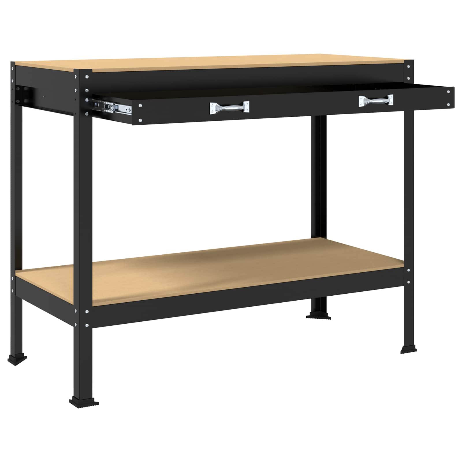 Εργαστηριακός πάγκος με συρτάρι με ράφι Μαύρο 114 x 54 x 91 εκ. - Pakobazaar