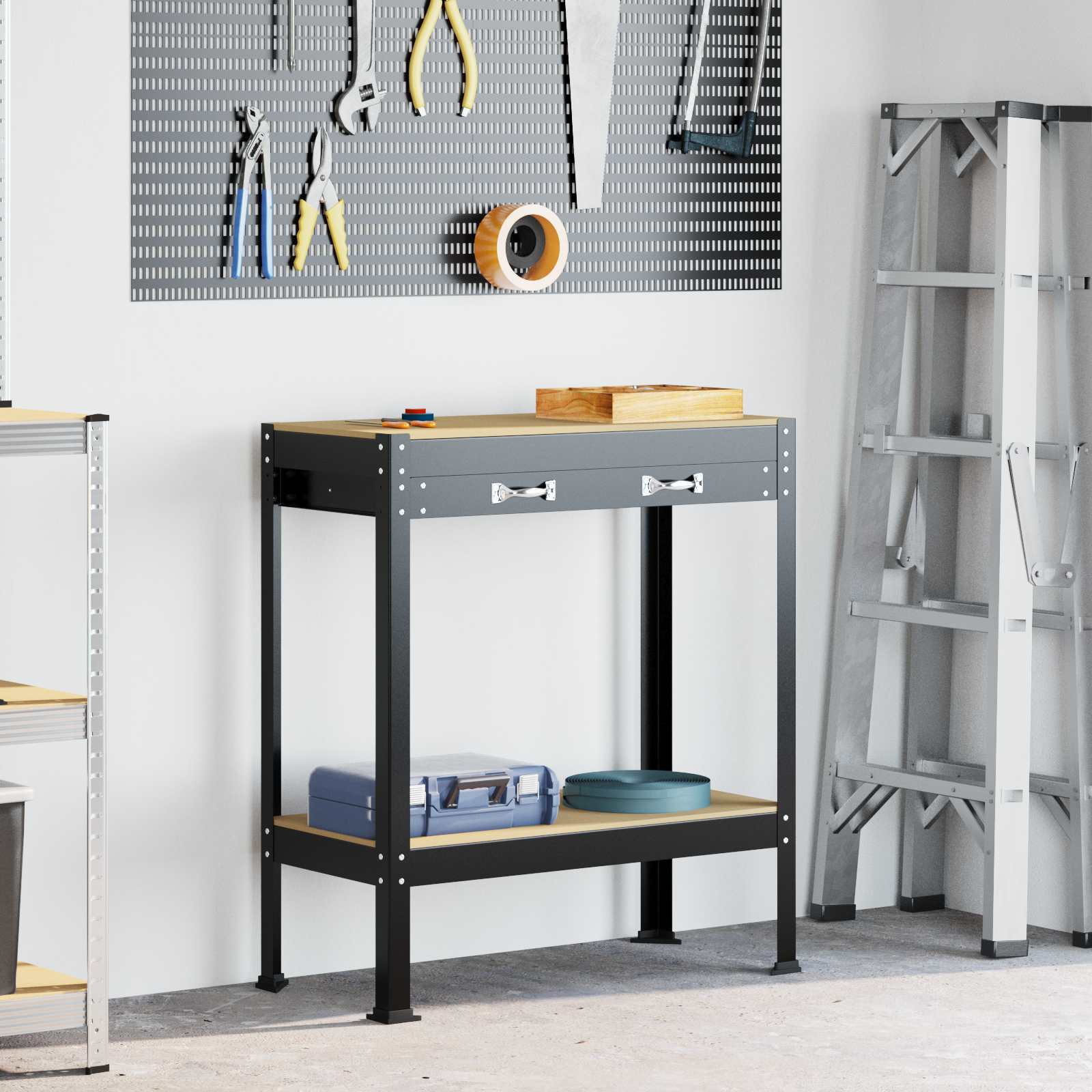 Εργαστηριακός πάγκος με συρτάρι με ράφι Μαύρο 80 x 40 x 91 εκ - Pakobazaar