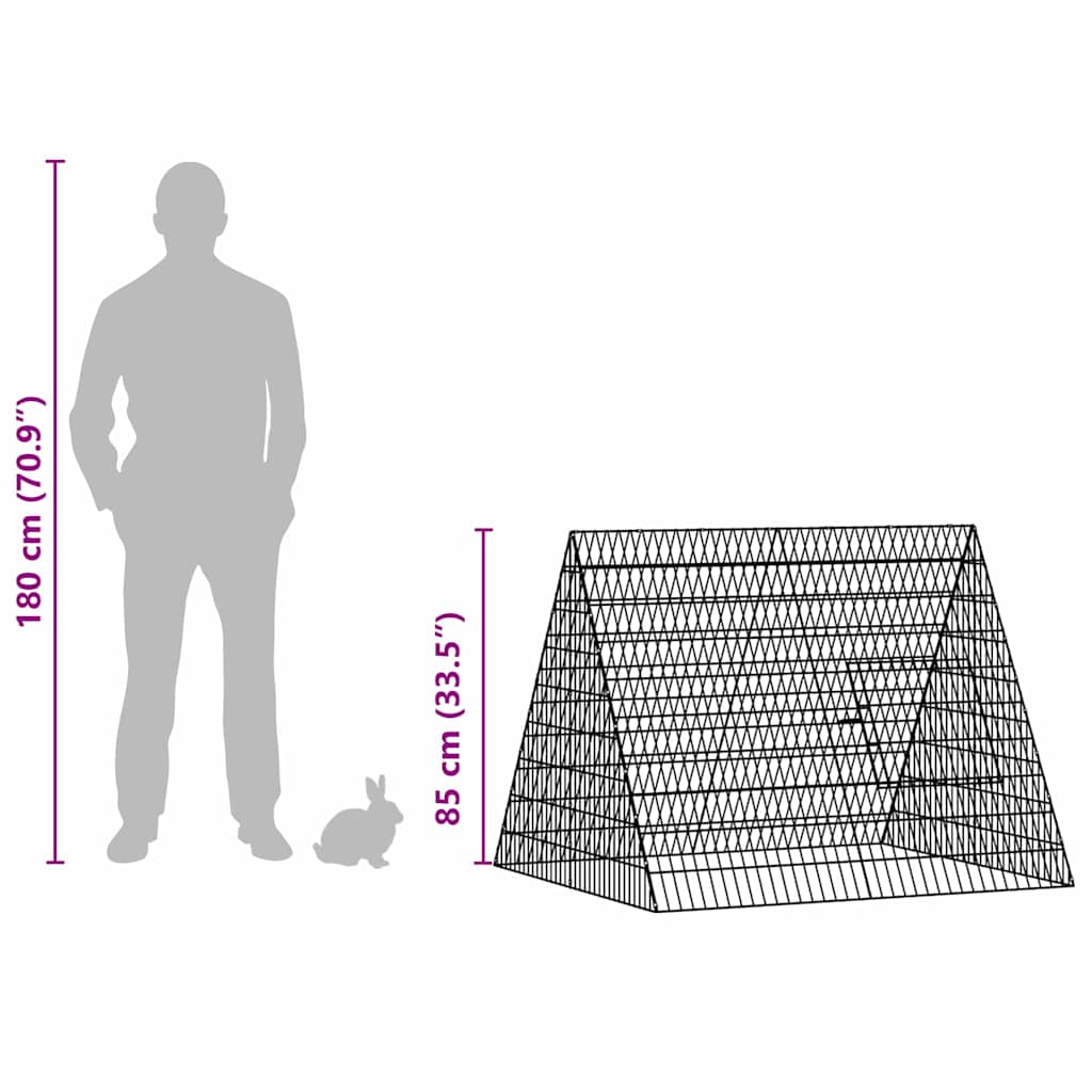 Κλουβί Κουνελιού Ασημί 215 x 100 x 85 εκ Επικαλυμμένος Χάλυβας