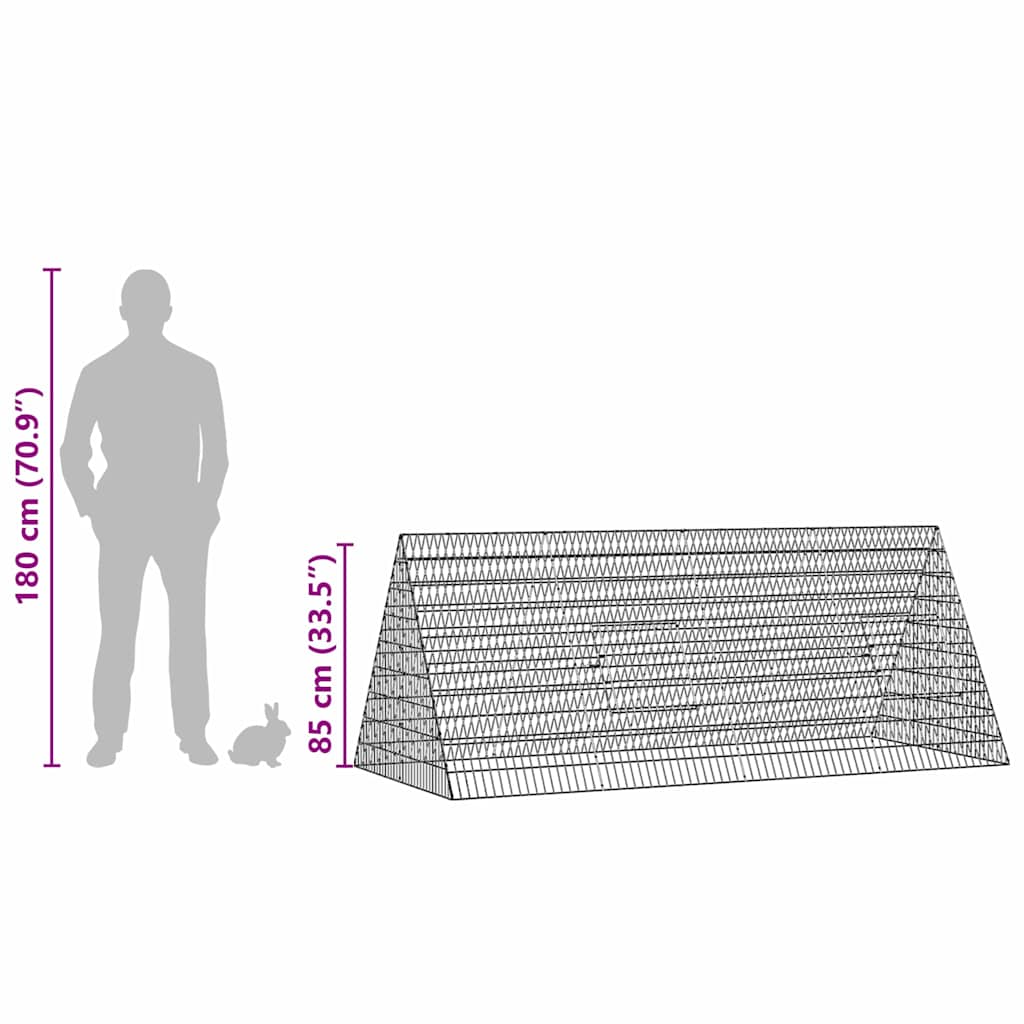 Κλουβί Κουνελιού Ασημί 215 x 100 x 85 εκ Επικαλυμμένος Χάλυβας