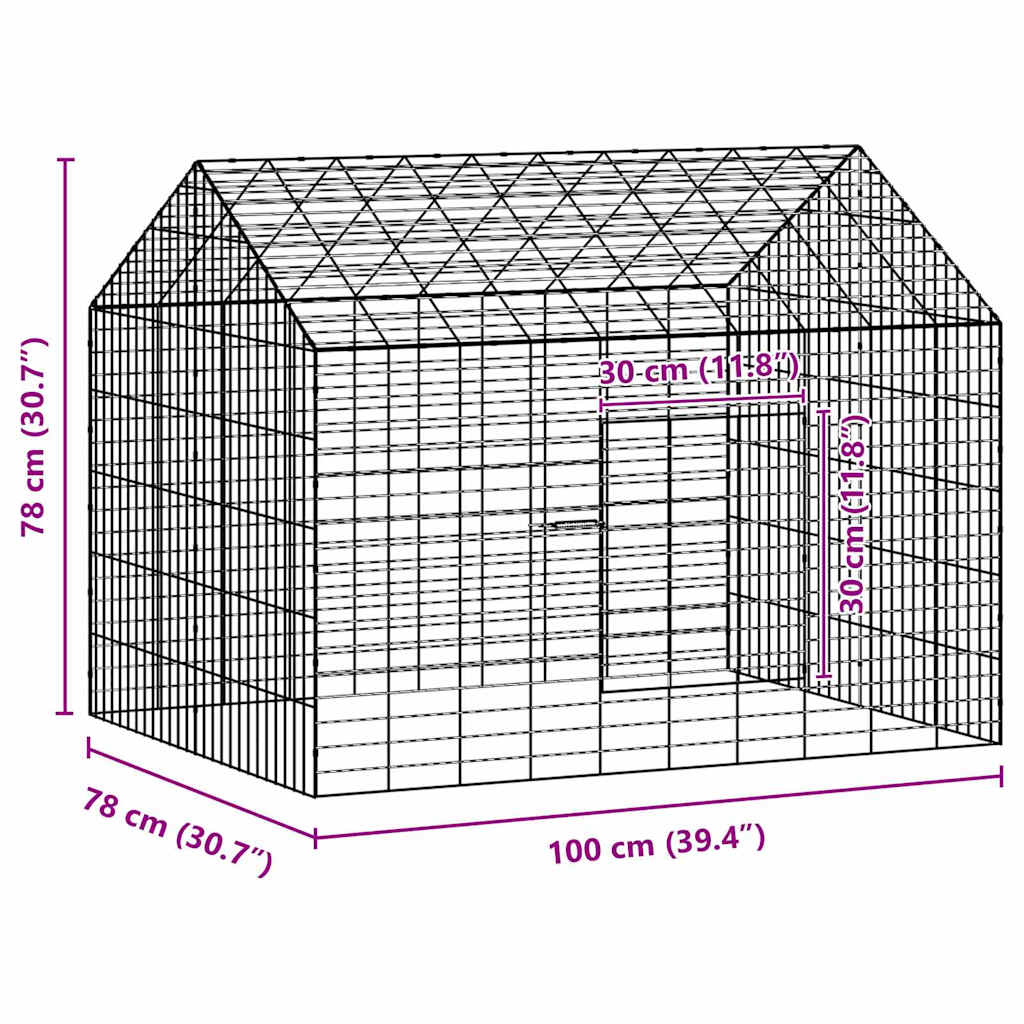 Κλουβί Κουνελιού Ασημί 400 x 78 x 78 εκ. Επικαλυμμένος Χάλυβας - Pakobazaar