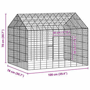 Κλουβί Κουνελιού Ασημί 400 x 78 x 78 εκ. Επικαλυμμένος Χάλυβας - Pakobazaar
