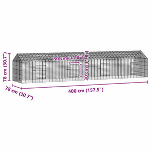 Κλουβί Κουνελιού Ασημί 400 x 78 x 78 εκ. Επικαλυμμένος Χάλυβας - Pakobazaar