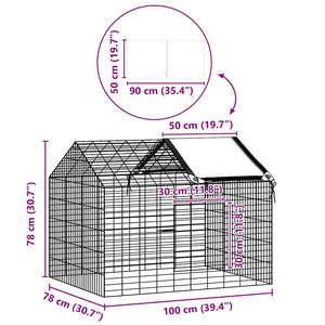 Κλουβί Κουνελιού Ασημί 100 x 78 x 78 εκ. Επικαλυμμένος Χάλυβας
