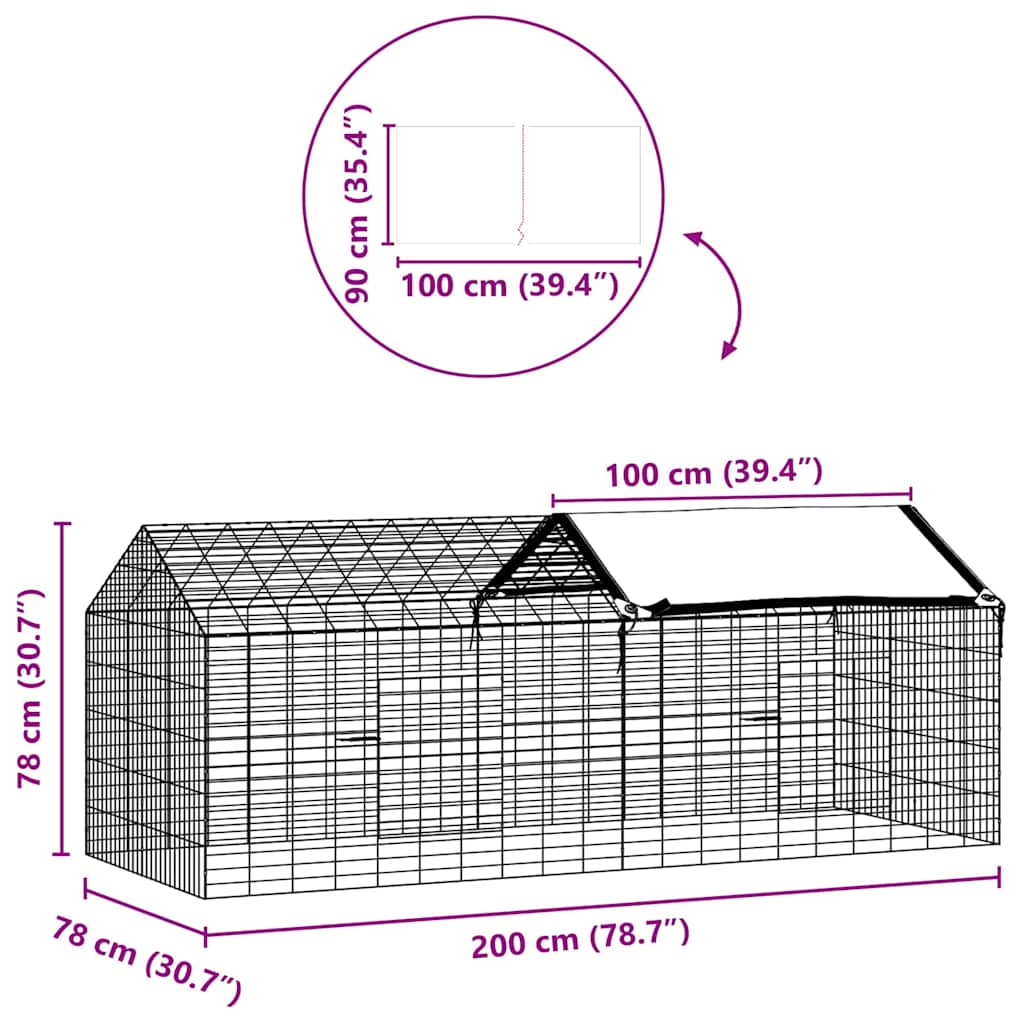 Κλουβί Κουνελιού Ασημί 400 x 78 x 78 εκ. Επικαλυμμένος Χάλυβας - Pakobazaar