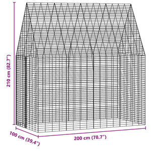 Κλουβί Κουνελιού Ασημί 200 x 100 x 210 εκ.