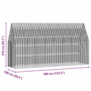 Κλουβί Κουνελιού Ασημί 400 x 100 x 210 εκ.