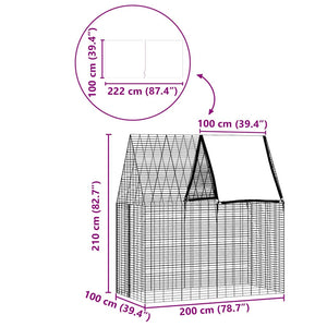 Κλουβί Κουνελιού Ασημί 200 x 100 x 210 εκ.