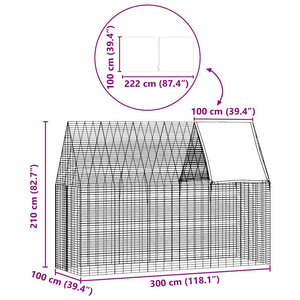 Κλουβί Κουνελιού Ασημί 300 x 100 x 210 εκ.