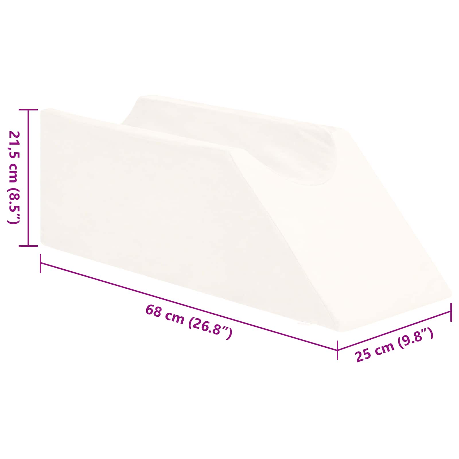 Μαξιλάρι Ποδιών Μονόχρωμο Λευκό 68 x 25 x 21,5 εκ PU Αφρός - Pakobazaar