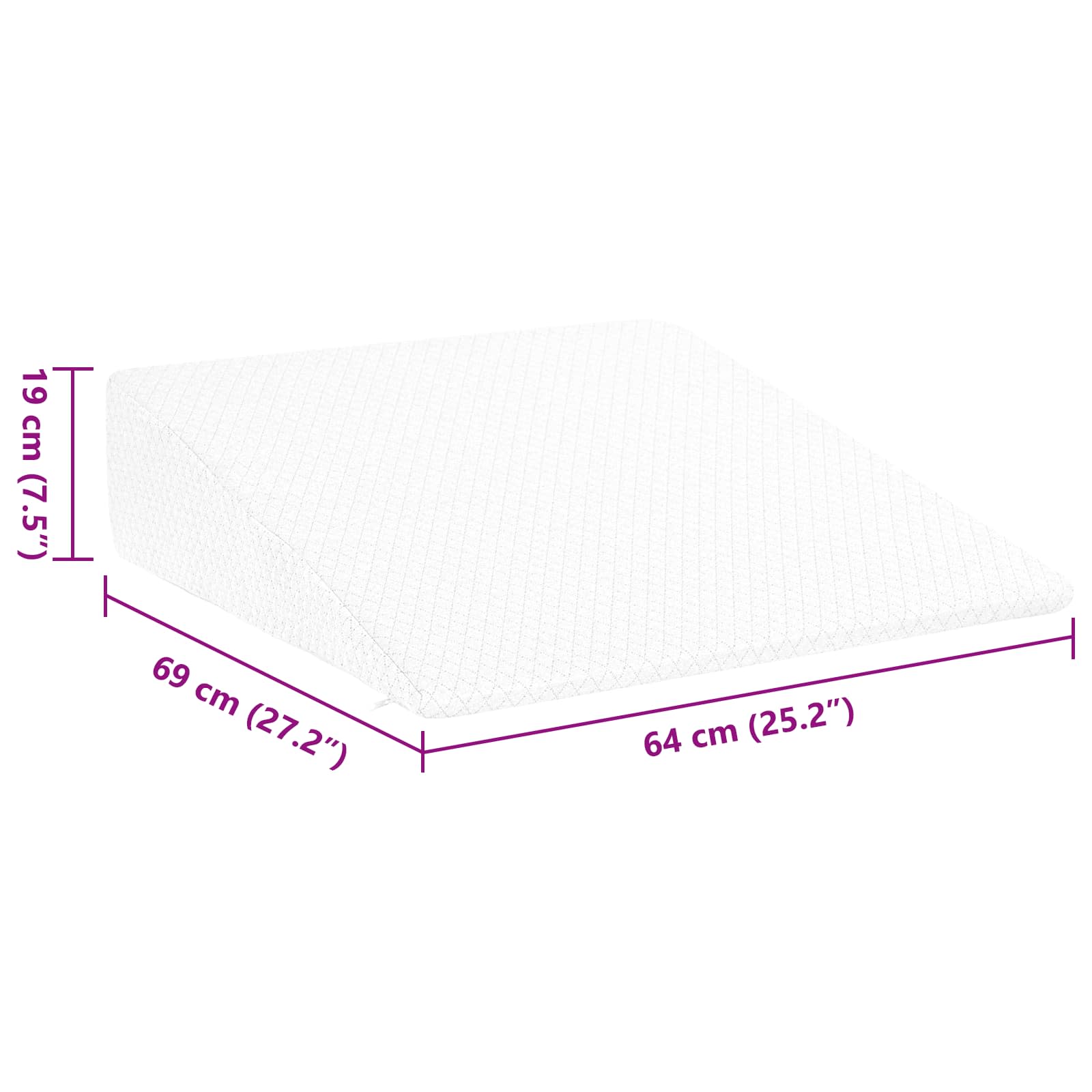 Μαξιλάρι Γωνίας Μονόχρωμο Λευκό 69 x 64 x 19 εκ. Αφρός Μνήμης - Pakobazaar