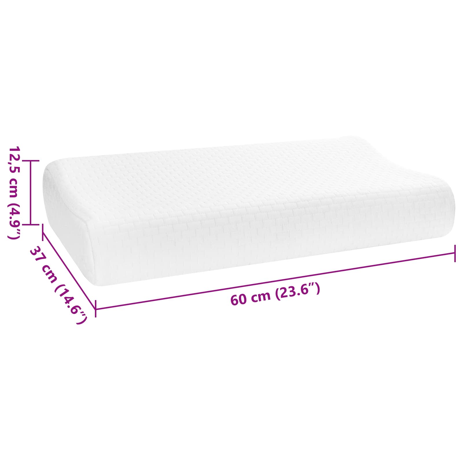 Μαξιλάρι Ύπνου Μονόχρωμο Λευκό 60 x 37 x 12,5 εκ Αφρός Μνήμης - Pakobazaar