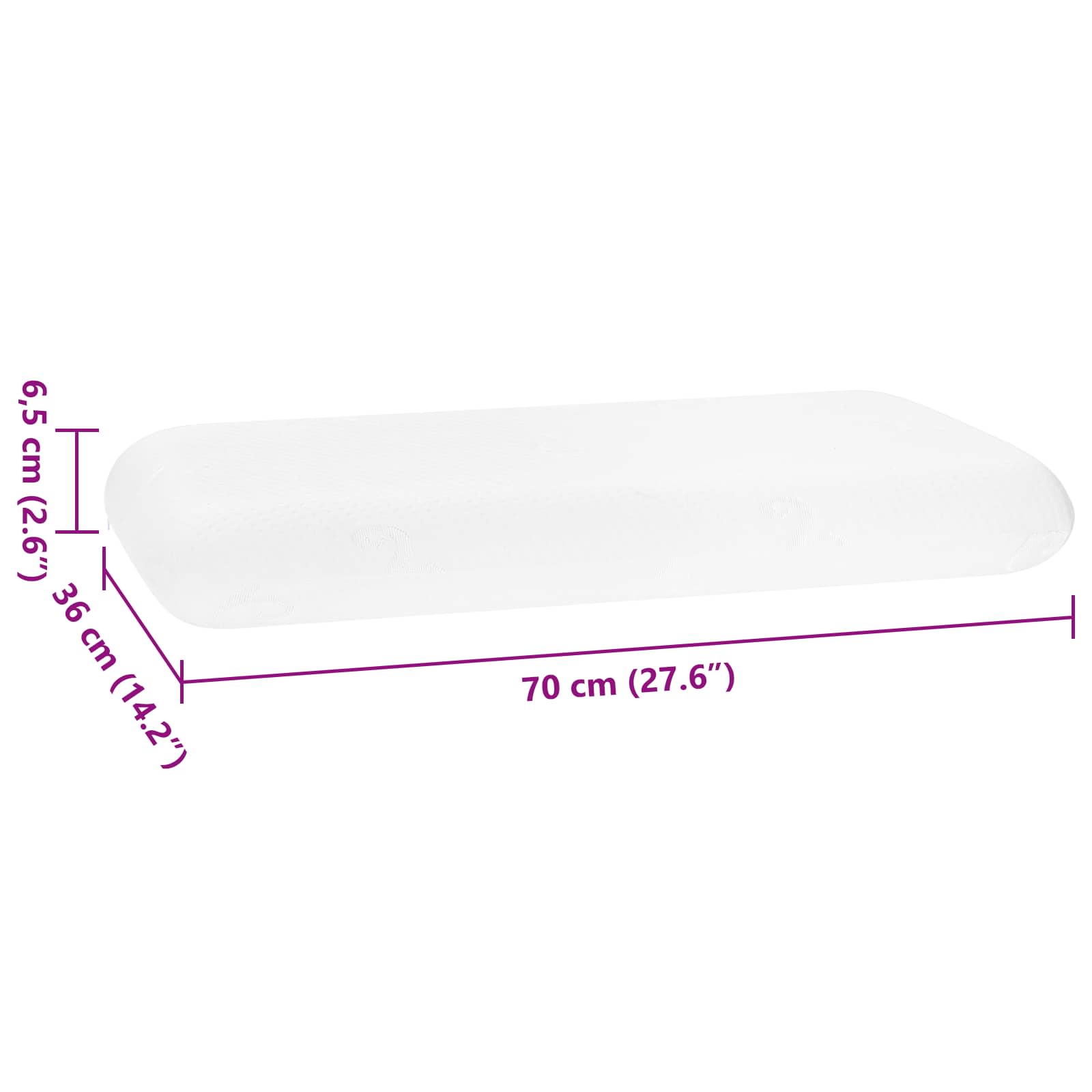 Μαξιλάρι Ύπνου Μονόχρωμο Λευκό 70 x 36 x 6,5 εκ Αφρός Μνήμης - Pakobazaar