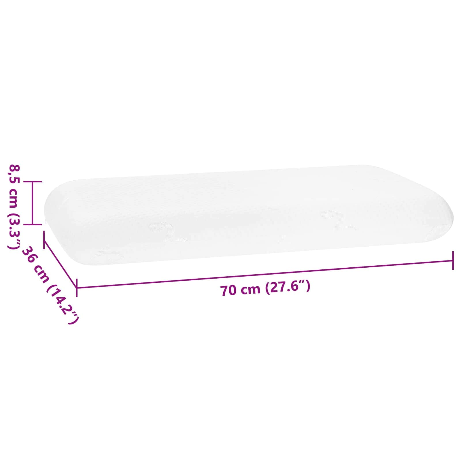 Μαξιλάρι Ύπνου Μονόχρωμο Λευκό 70 x 36 x 13 εκ Αφρός Μνήμης - Pakobazaar