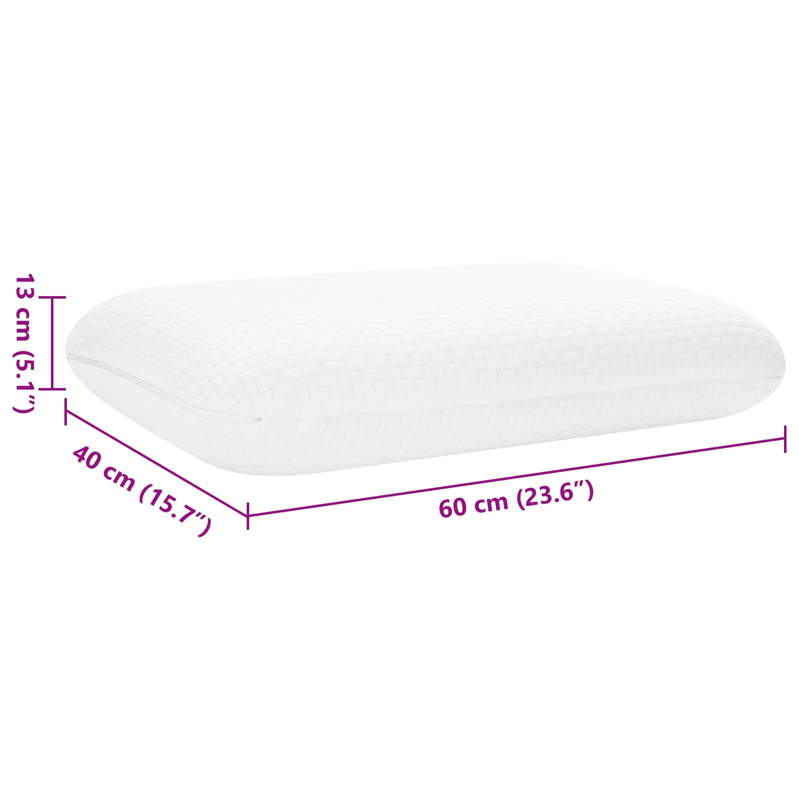 Μαξιλάρι Ύπνου Μονόχρωμο Λευκό 60 x 40 x 13 εκ. Αφρός Μνήμης - Pakobazaar